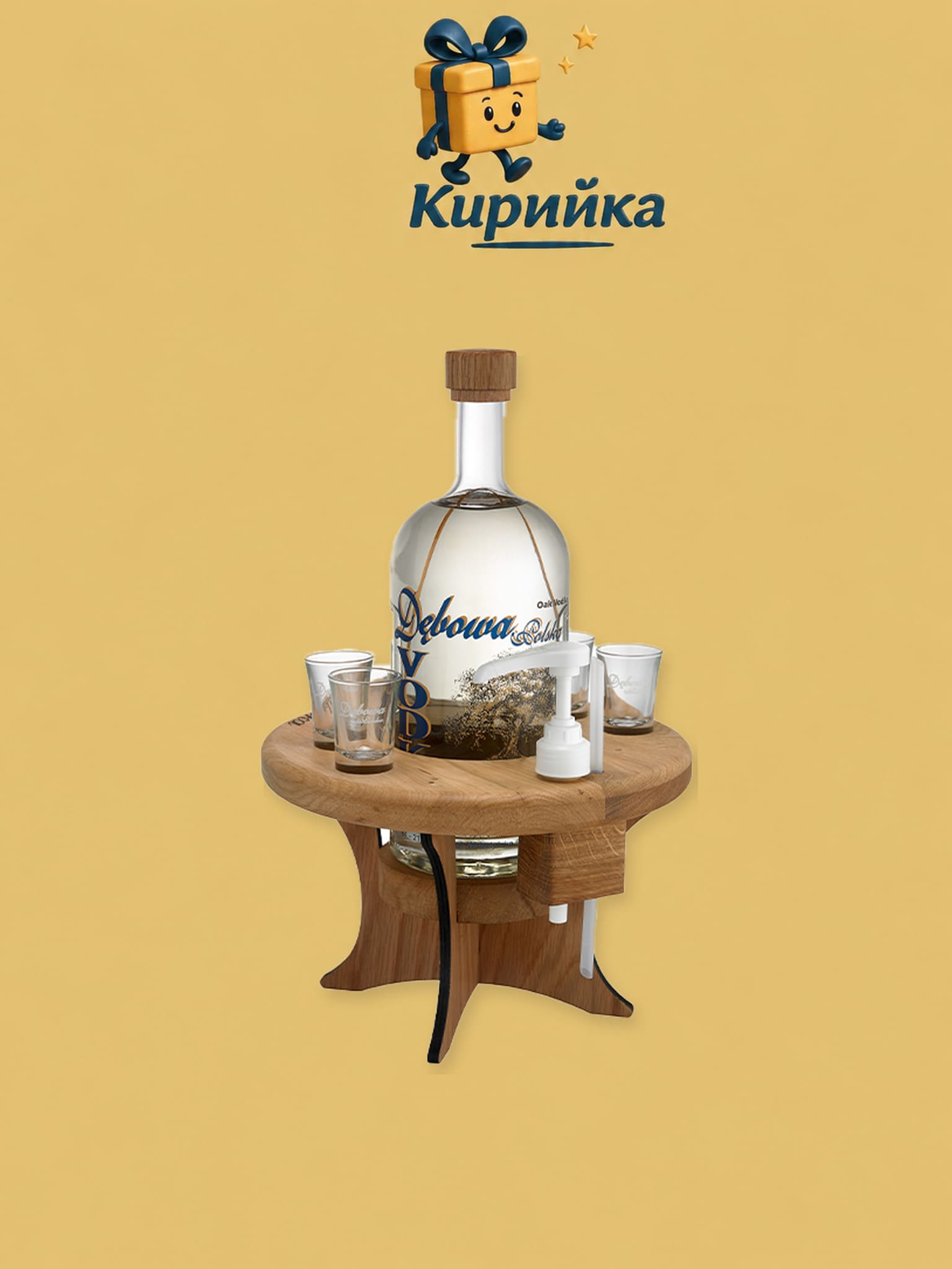 Дебова водка + дъбова маса + 4 чаши за шот 1,75 л 1.75